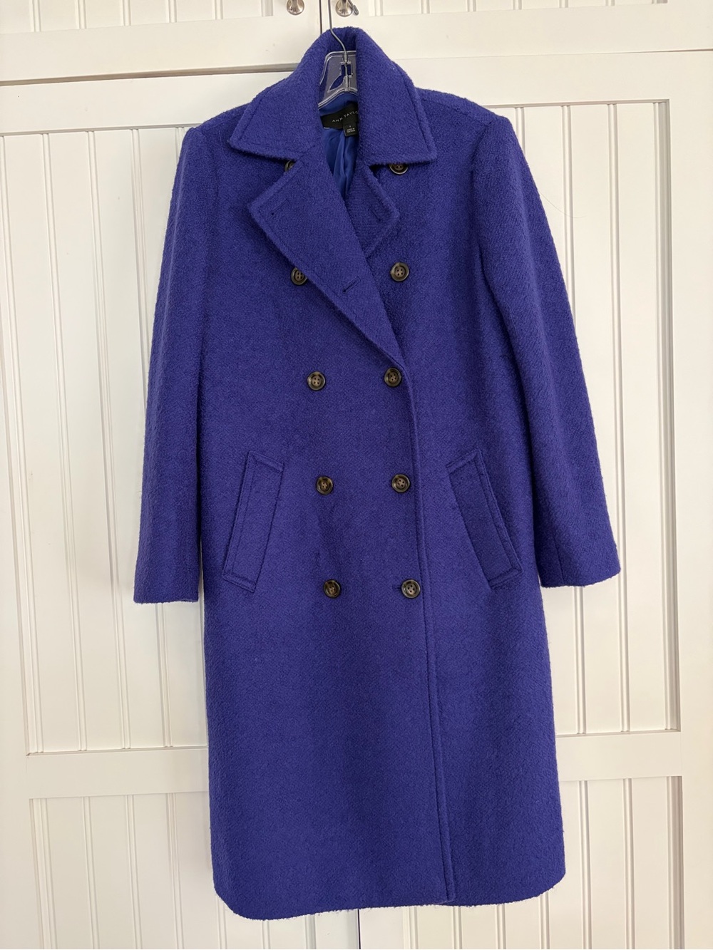Ann Taylor Double-Breasted Pea Coat in Deep Purple